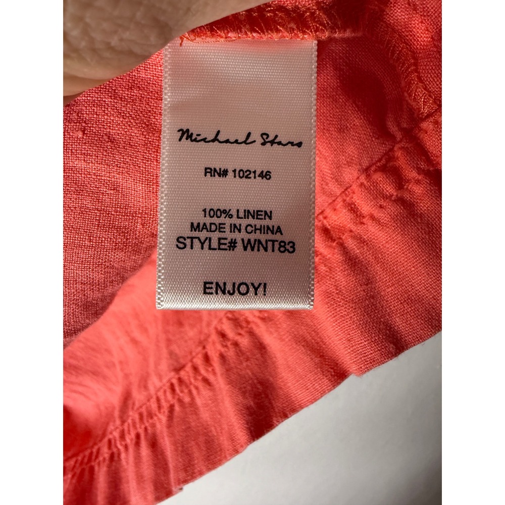Michael Stars Eleanor Linen Shirt Dress In Passionfruit Small - Picture 4 of 6